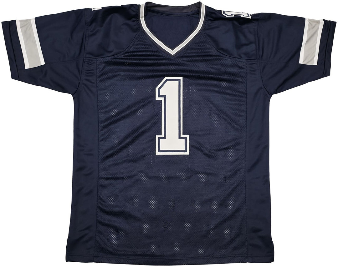 Dallas Cowboys Jimmy Johnson Signed Blue Jersey "HOF 20" Beckett Witness
