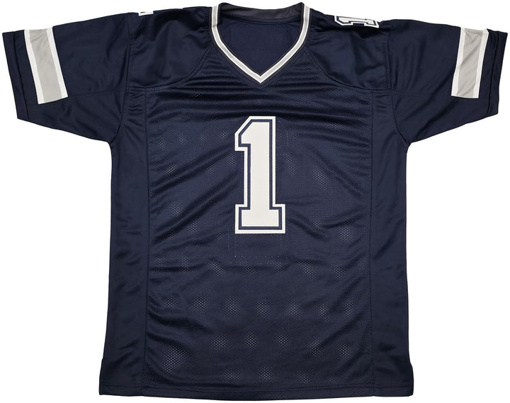 Dallas Cowboys Jimmy Johnson Signed Blue Jersey "HOF 20" Beckett Witness