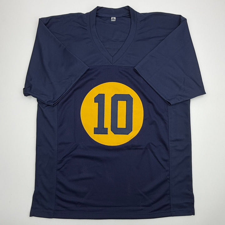 Autographed/Signed Jordan Love Green Bay Blue Retro Football Jersey Beckett COA