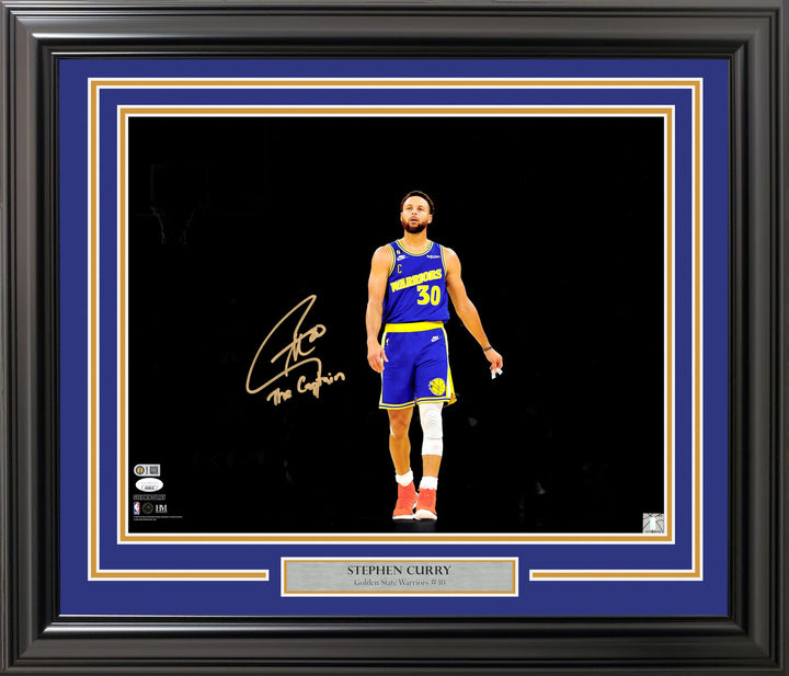 Stephen Curry Signed Framed 16x20 Photo Warriors Spotlight "The Captain" JSA