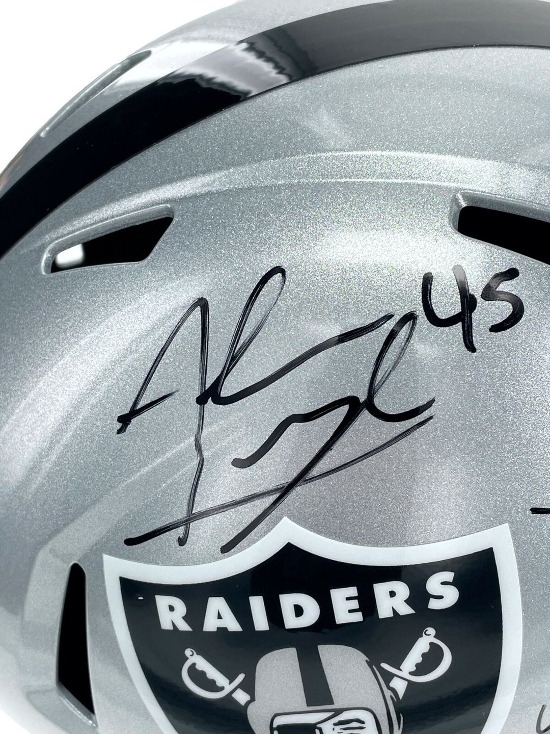 Alec Ingold Signed Las Vegas Raiders FS Helmet Inscribed COA Inscriptagraphs