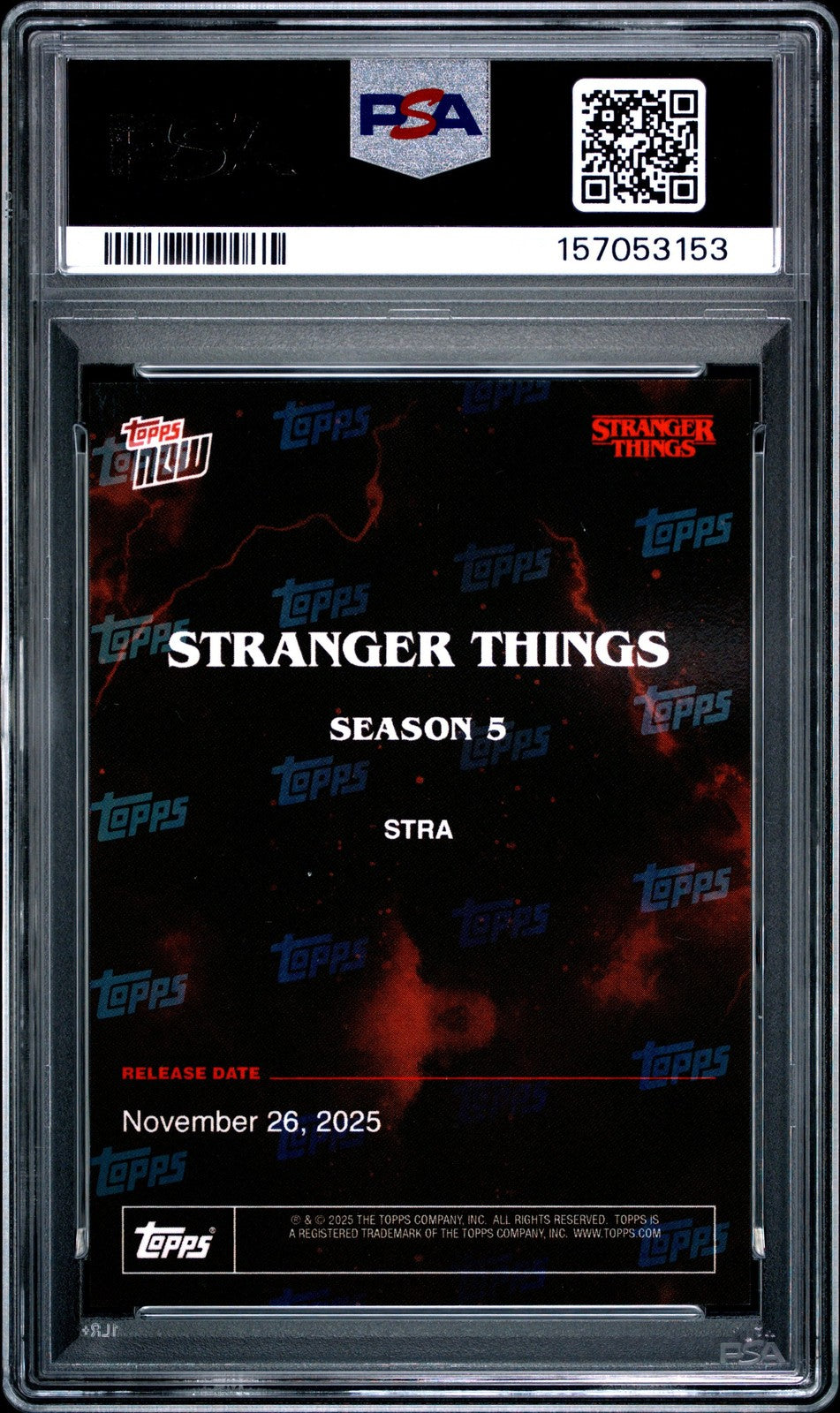 Graded 2025 Topps Now Stranger Things #STRA Netflix Card PSA 10 Gem Mint