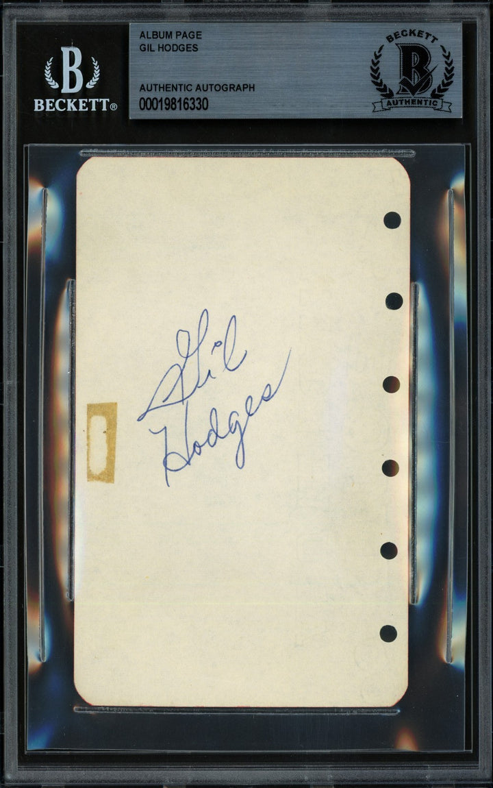 Gil Hodges Signed 3x5 Album Page Photo Dodgers, Mets Beckett #19816330