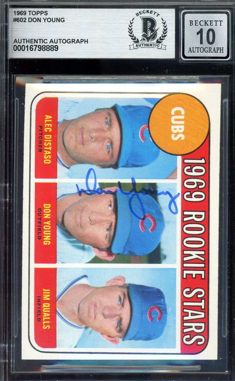Don Young Gem Mint 10 Beckett BAS Signed 1969 Topps Rookie Stars Autograph