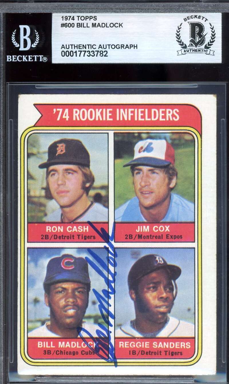 Bill Madlock Beckett BAS Vintage Signed 1974 Topps Rookie Cubs Autograph