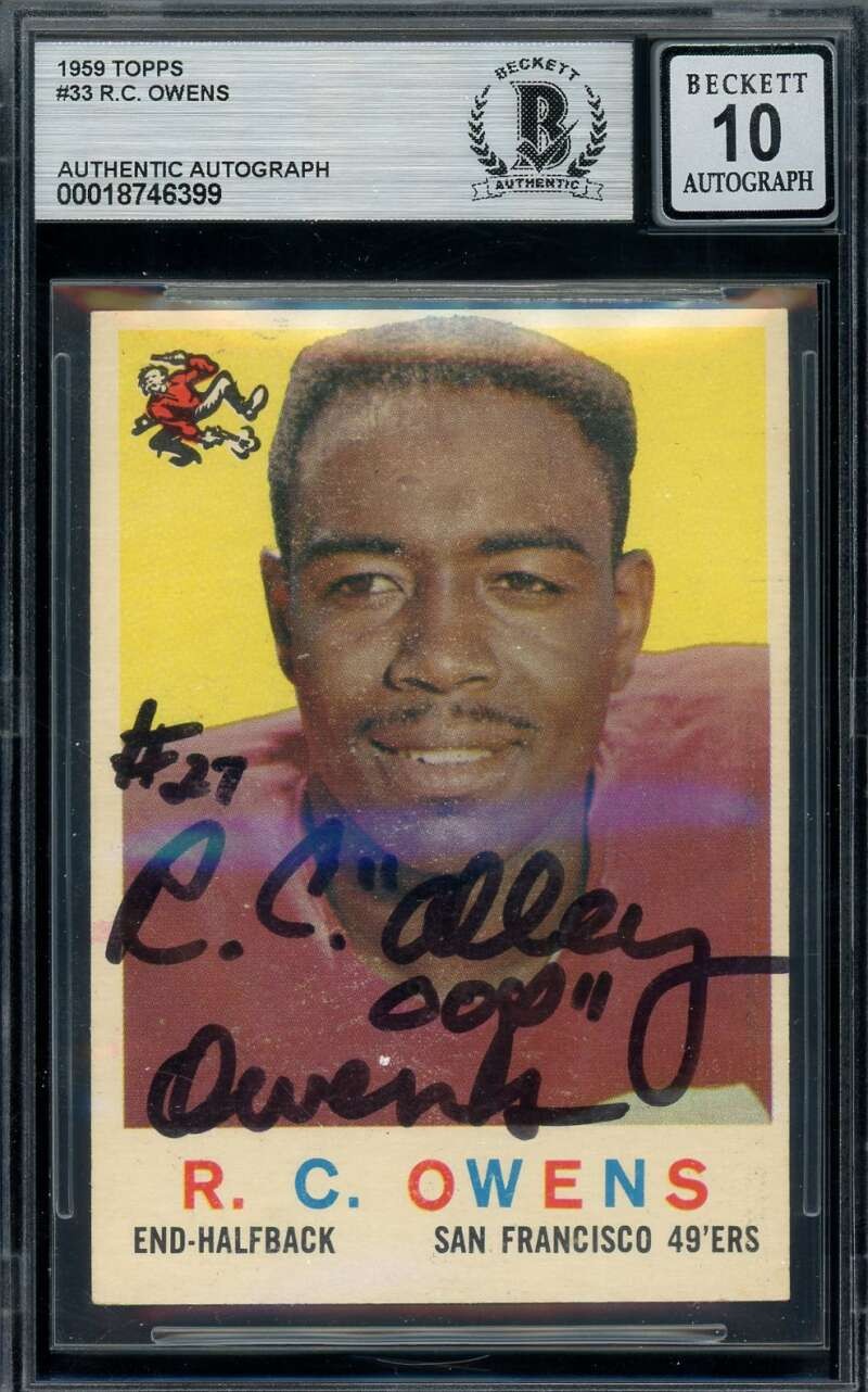 R.C. Owens Gem Mint 10 Beckett BAS Signed 1959 Topps Rookie Autograph