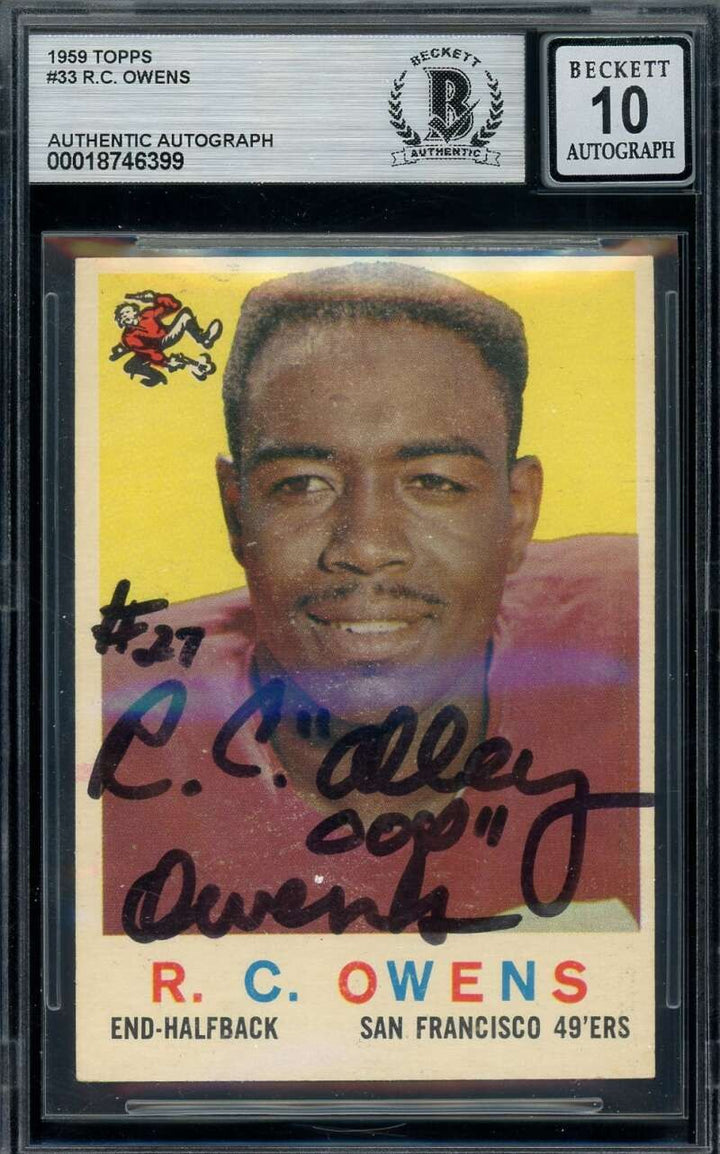 R.C. Owens Gem Mint 10 Beckett BAS Signed 1959 Topps Rookie Autograph