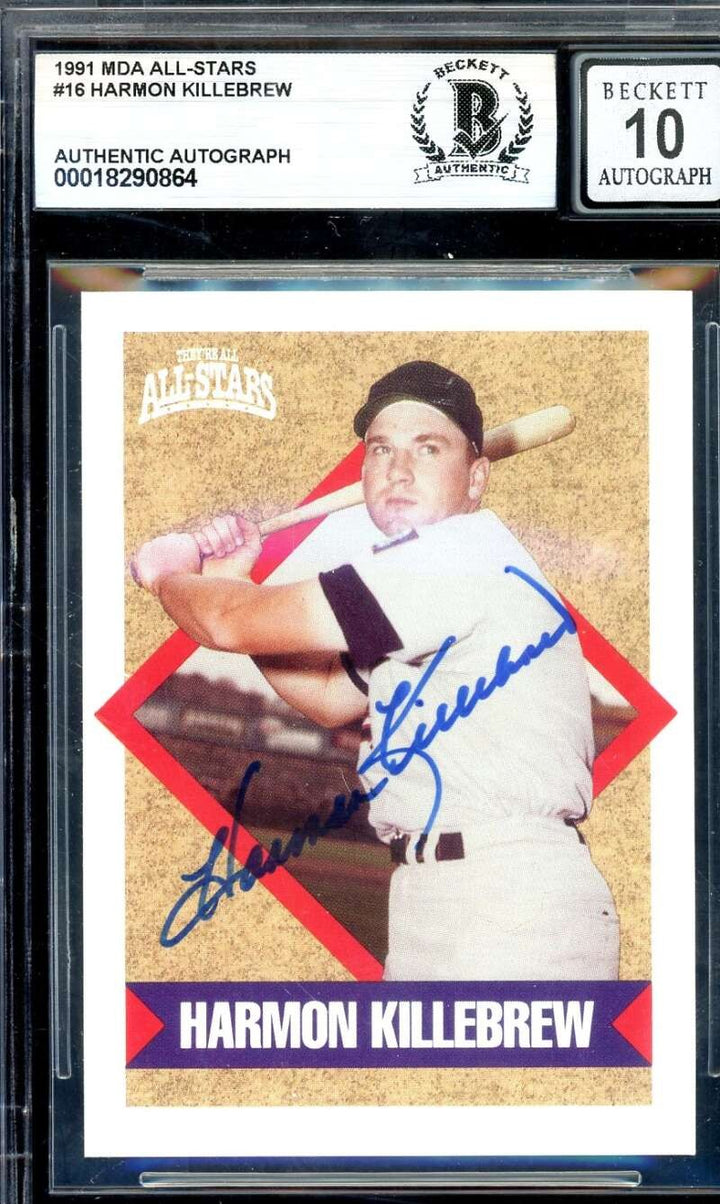 Harmon Killebrew Gem Mint 10 Beckett BAS Signed 1991 MDA All Stars Autograph