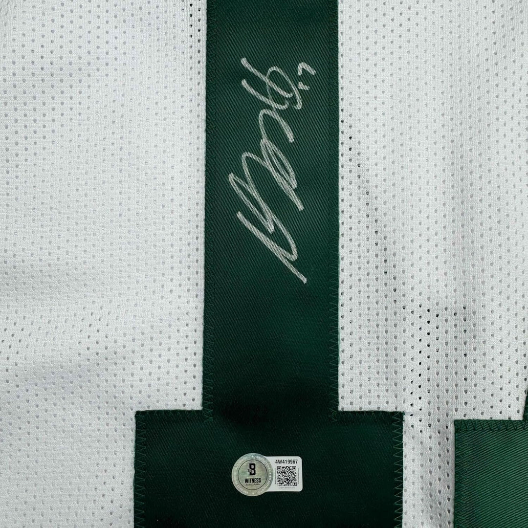 Framed Signed Davante Adams 35x39 Green Bay White Jersey Beckett COA