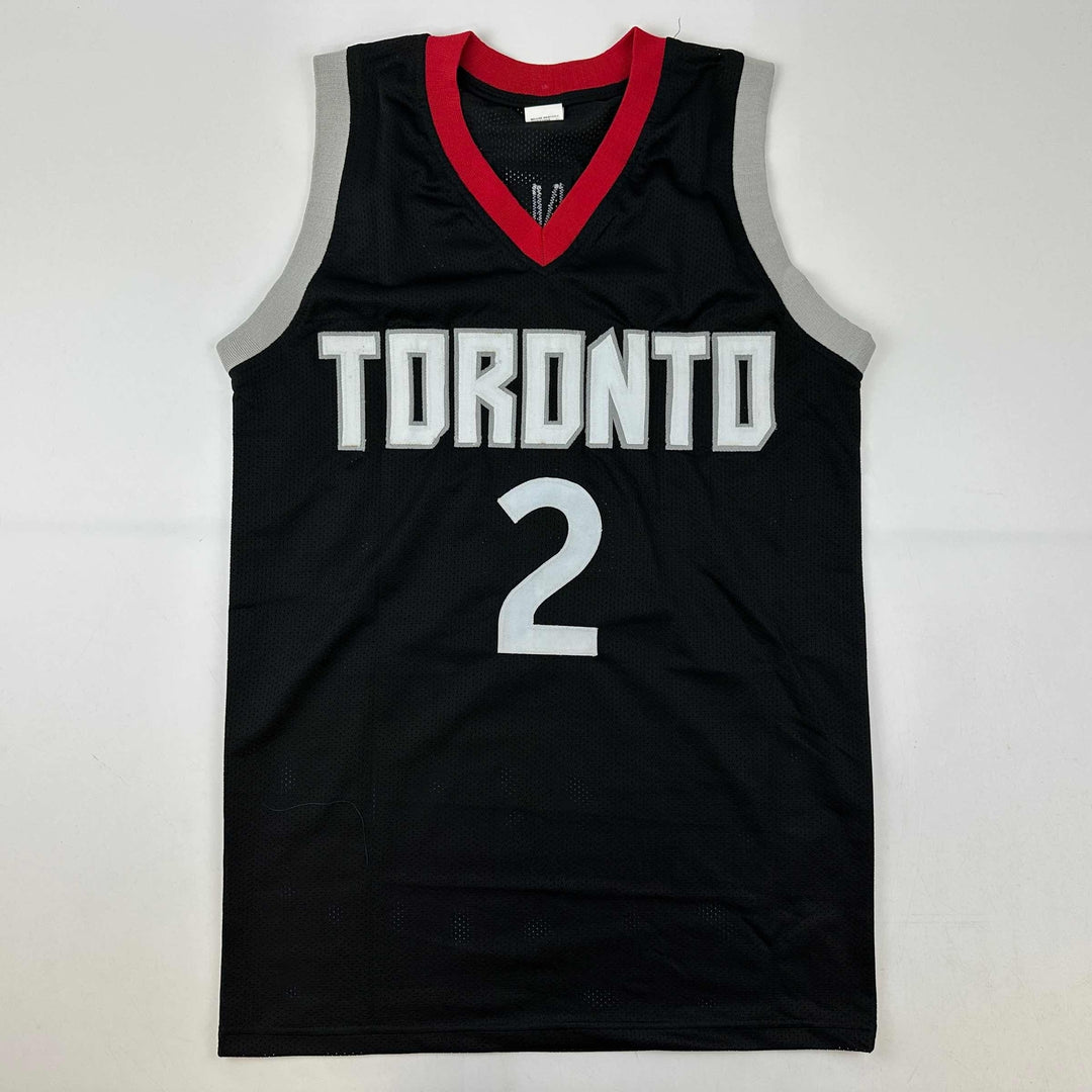 Facsimile Autographed Kawhi Leonard Toronto Black Reprint Jersey Size Men's XL