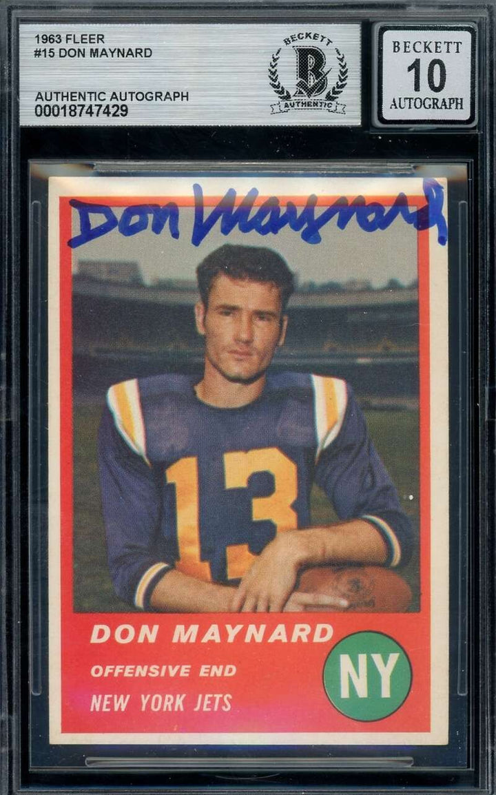 Don Maynard Gem Mint 10 Beckett BAS Signed 1963 Fleer Autograph