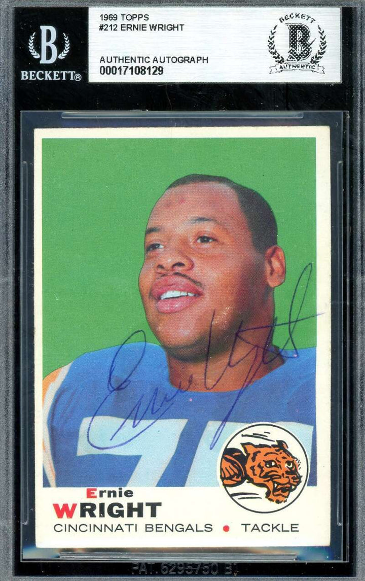 Ernie Wright Beckett BAS Vintage Signed 1969 Topps Autograph