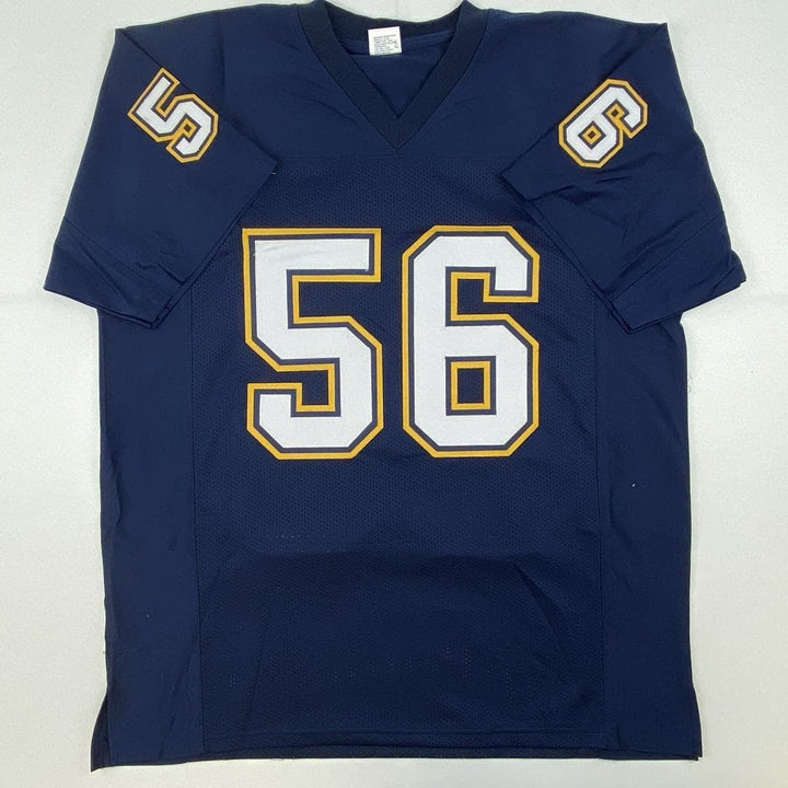 Autographed/Signed SHAWNE MERRIMAN San Diego Dark Blue Jersey BAS COA