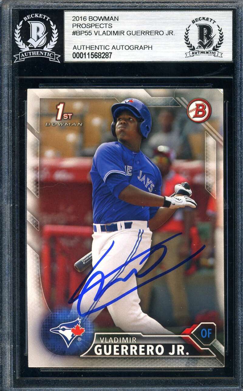 Vladimir Guerrero Jr Beckett BAS Signed 2016 Bowman Prospects Rookie Autograph