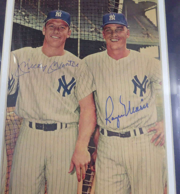 Mickey Mantle & Roger Maris Auto Framed 7x10 Magazine Page Yankees Beckett