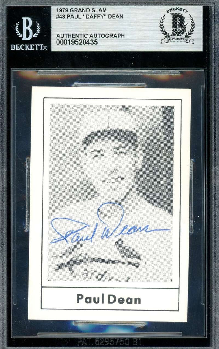 Paul Daffy Dean Beckett BAS Signed 1978 Grand Slam Autograph