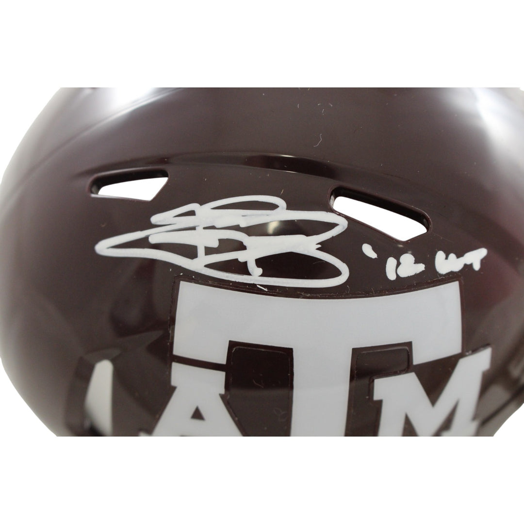 Johnny Manziel Autographed Texas A&M Mini Helmet 12 HT Beckett Witness 58247