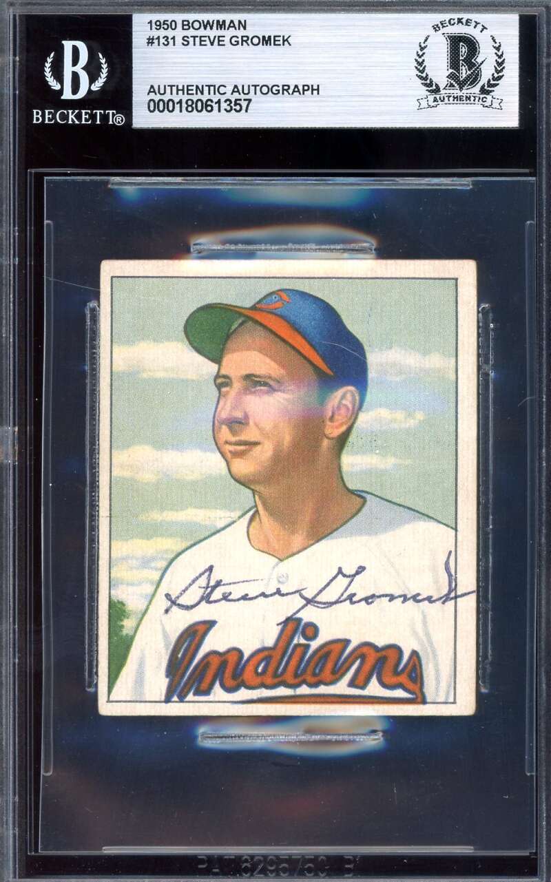 Steve Gromek Beckett BAS Signed 1950 Bowman Autograph