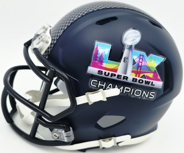 Josh Jobe Signed Seahawks Blue SB LX Champions Logo Speed Mini Helmet MCS Holo