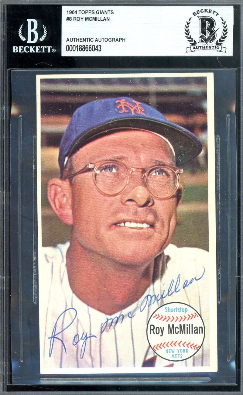 Roy McMillan Beckett BAS Signed 1964 Topps Giants Autograph