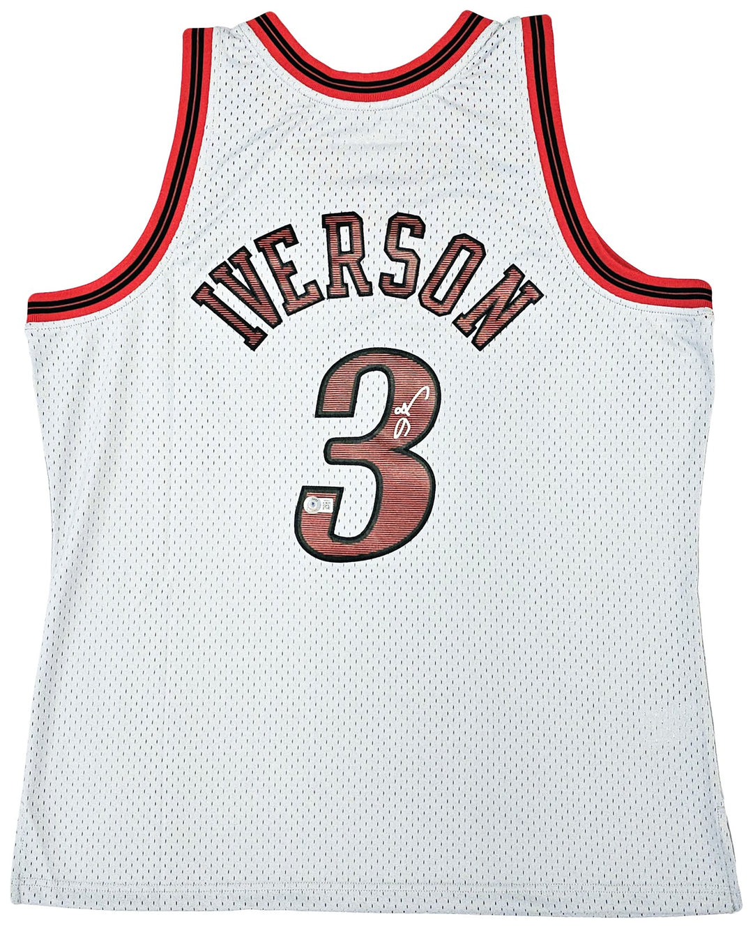 76ers Allen Iverson Auto Grey Auth Mitchell Ness 97 HWC Swingman Jersey XL BAS