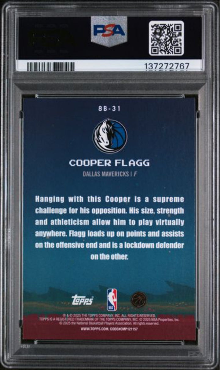 Graded 2025 Topps Cooper Flagg #8B-31 8 Bit Ballers Rookie Basketball Card PSA 9