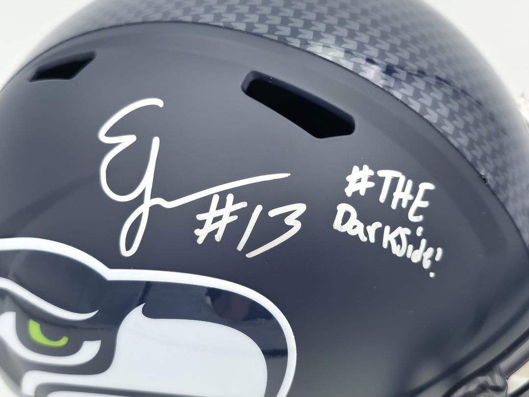 Ernest Jones IV Signed Seahawks Blue Full Sz Speed Rep Helmet MCS MCS Holo