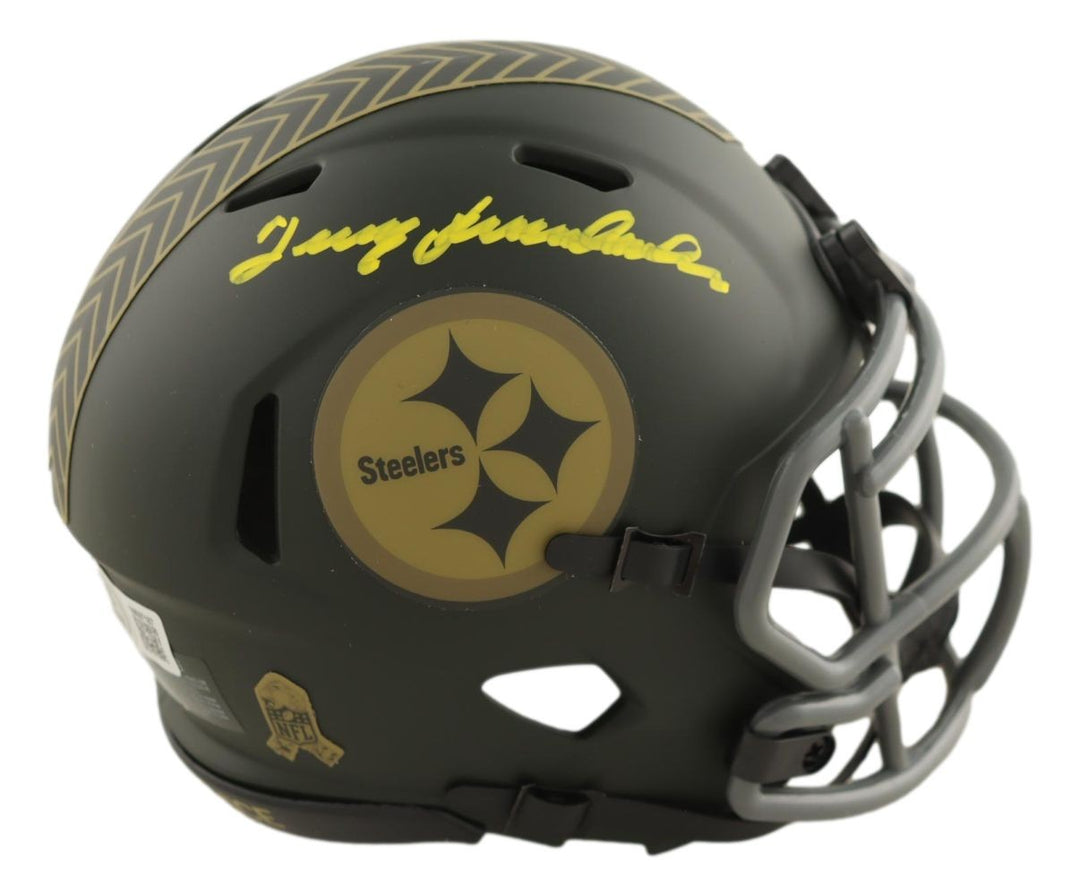 Terry Bradshaw Signed Steelers Salute To Service Mini Speed Helmet BAS