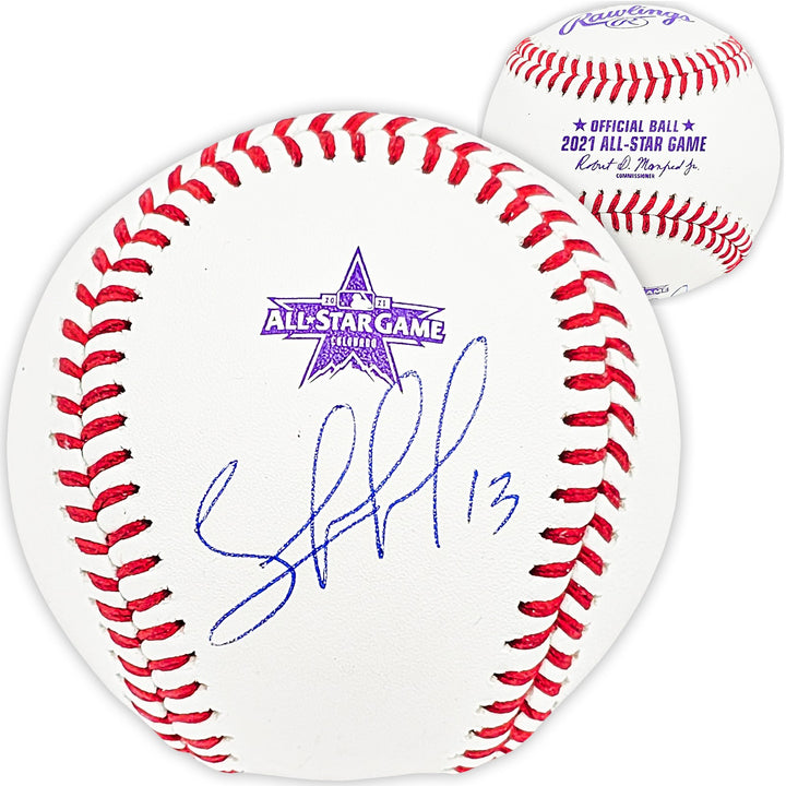 Salvador Perez Signed 2021 All Star Game Logo Game Baseball Royals Beckett Wit