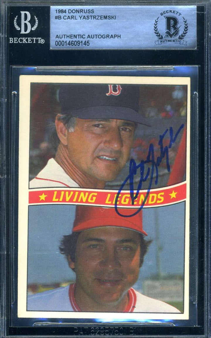 Carl Yastrzemski Beckett Signed 1984 Donruss Living Legends Autograph