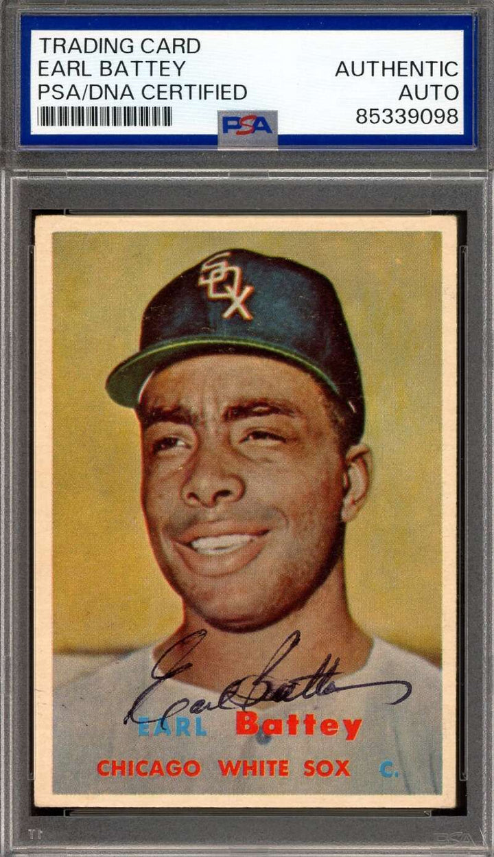 Earl Battey PSA DNA Signed 1957 Topps Rookie Autograph