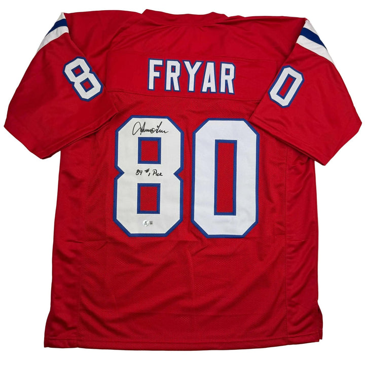Autographed/Signed IRVING FRYAR New England Red Jersey JSA COA Auto