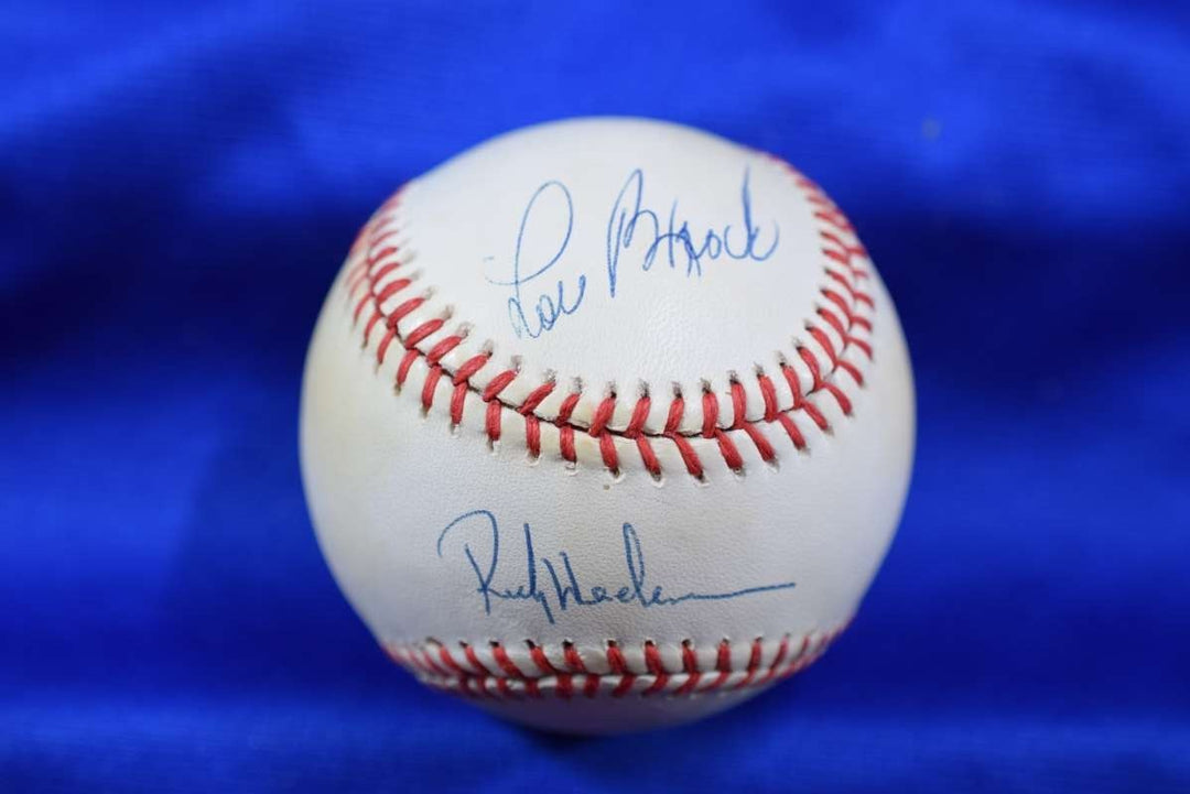 Lou Brock Rickey Henderson PSA DNA Autograph National League ONL Signed Baseball