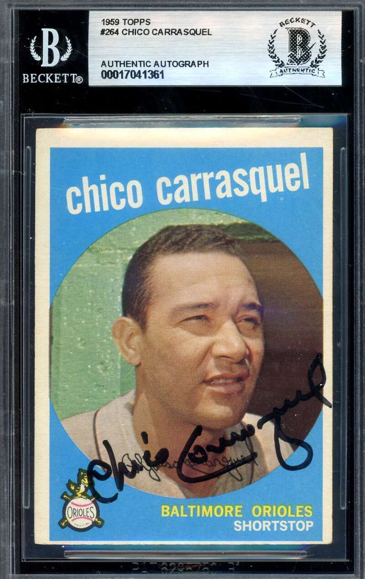 Chico Carrasquel Beckett BAS Signed 1959 Topps Autograph