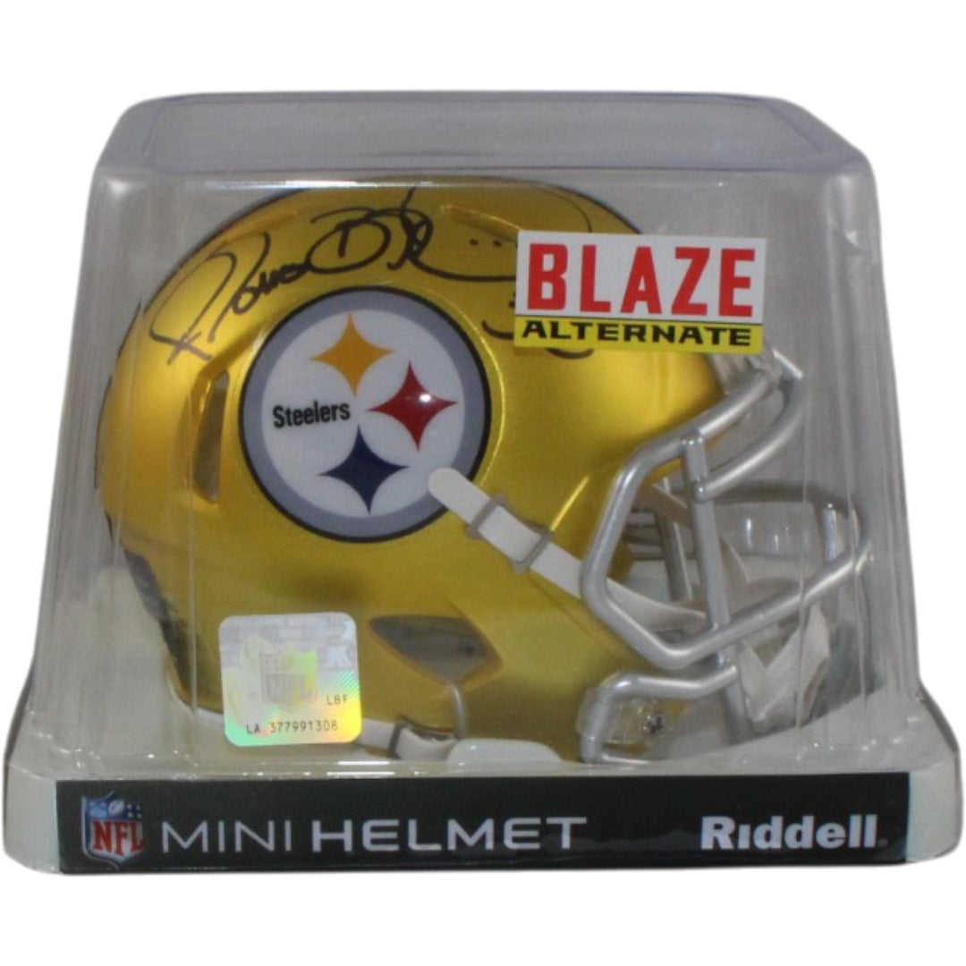 Jerome Bettis Signed Pittsburgh Steelers Blaze Mini Helmet Beckett WIT 57535