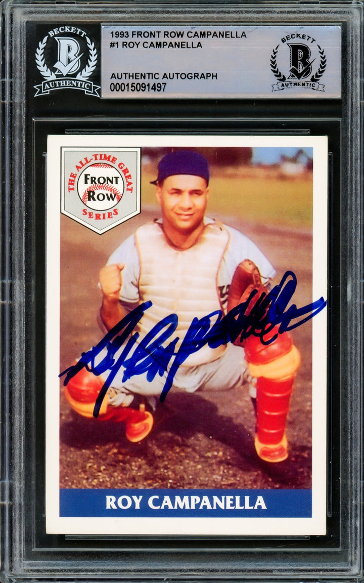 Roy Campanella Signed 1992 Front Row Card 1 Brooklyn Dodgers Beckett #15091497