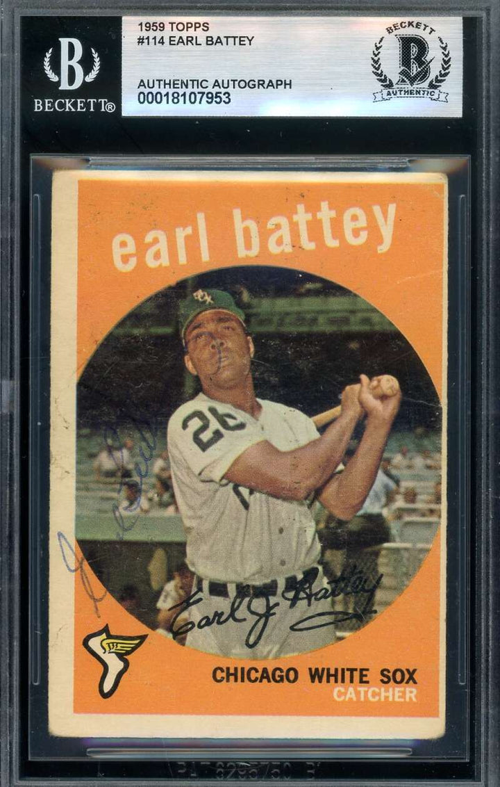 Earl Battey Beckett BAS Vintage Signed 1959 Topps Autograph