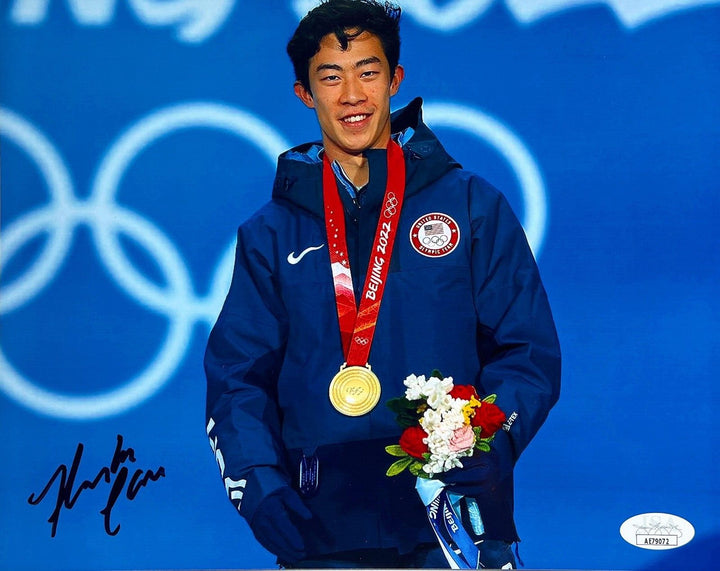 NATHAN CHEN SIGNED AUTOGRAPHED 2022 BEIJING OLYMPICS 8X10 PHOTO #2 GOLD JSA