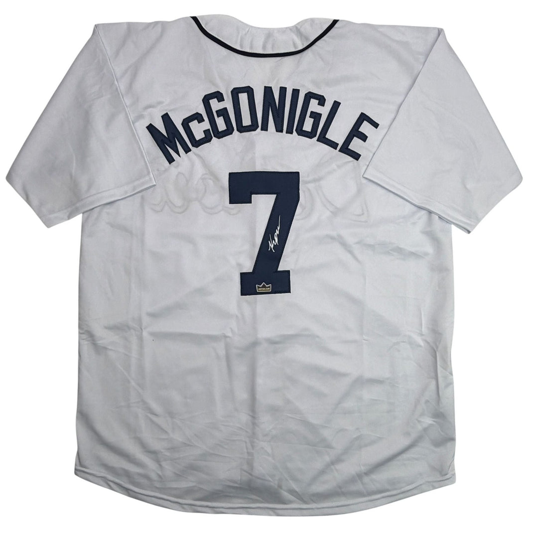 Facsimile Autographed Kevin McGonigle Detroit White Reprint Jersey Size Men's XL