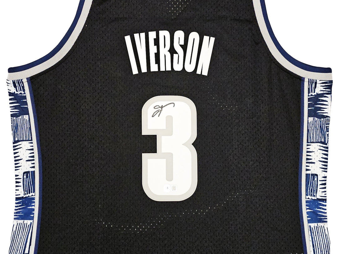 Georgetown Hoyas Allen Iverson Auto Black Mitchell Ness 95 College Jersey XL BAS