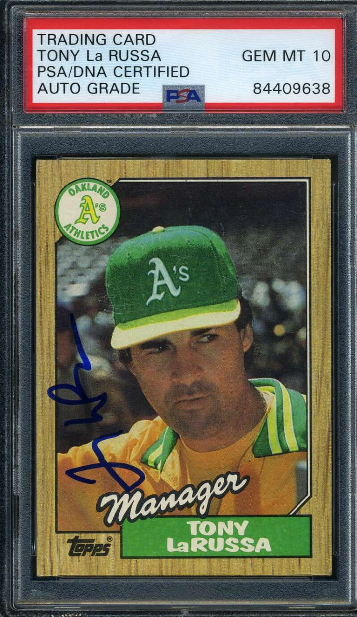Tony Larussa PSA DNA Gem Mint 10 Coa Signed 1987 Topps Autograph