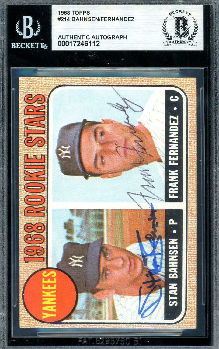 Stan Bahnsen Frank Fernandez Beckett BAS Signed 1968 Topps Rookie Stars Autograp