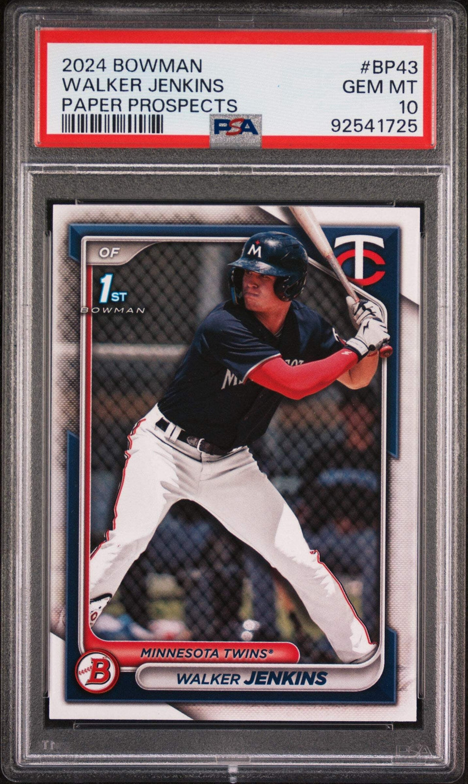 Graded 2024 Bowman Walker Jenkins #BP43 Paper Prospects RC Baseball Card PSA 10