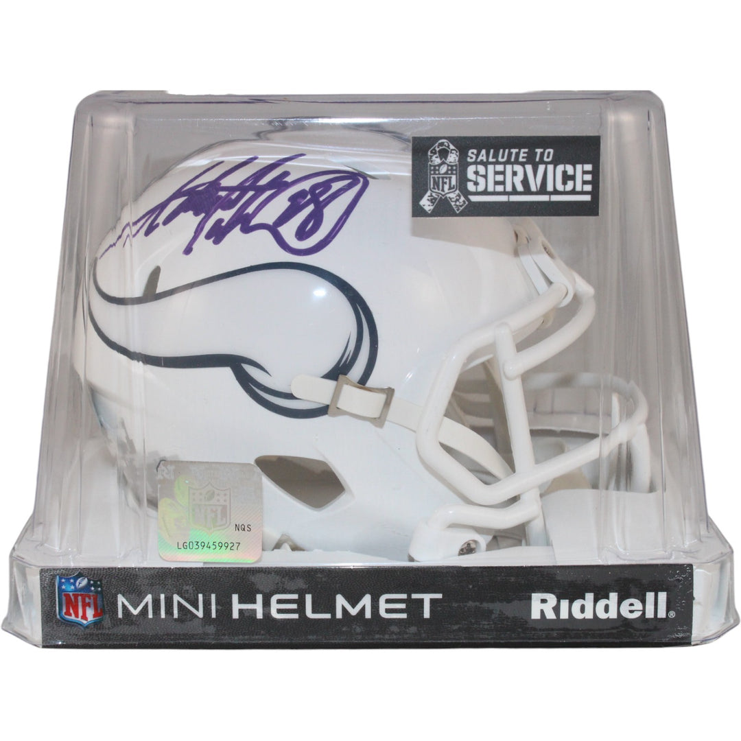 Adrian Peterson Autographed Minnesota Vikings 24 STS Mini Helmet Beckett 50835