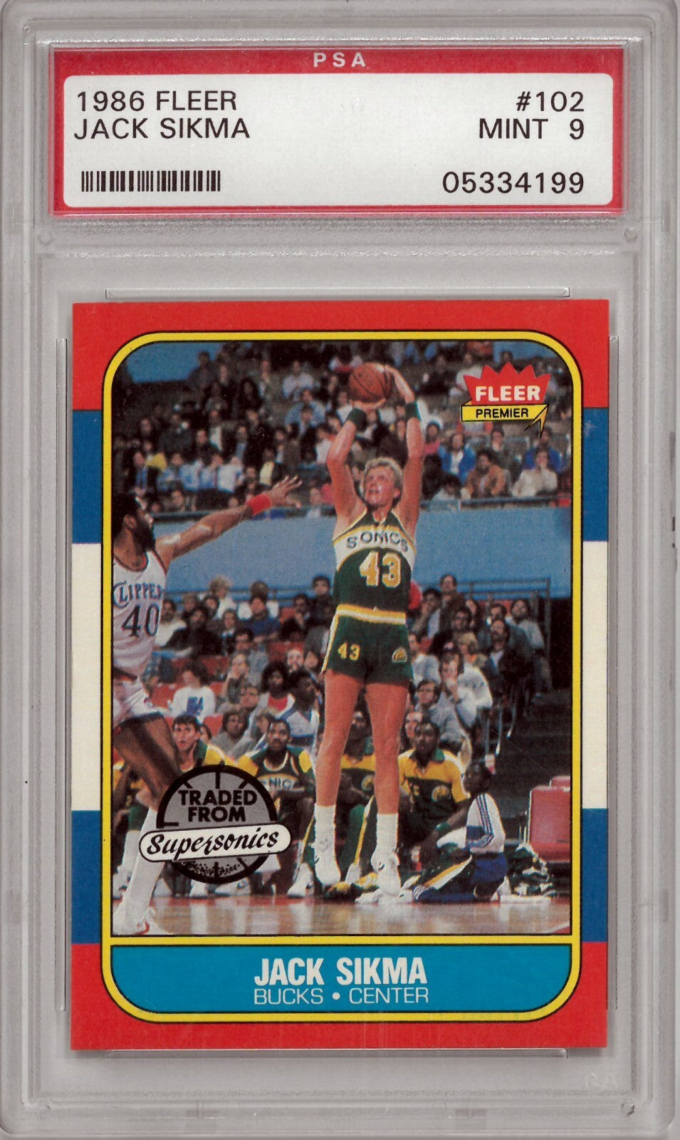 Jack Sikma 1986-87 Fleer Basketball Card #102- PSA Graded 9 Mint Milwaukee Bucks
