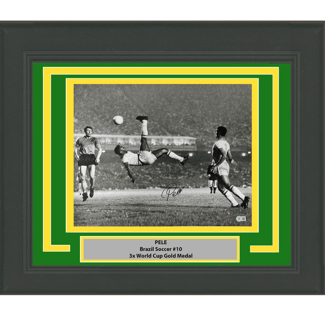 Framed Autographed/Signed Pele Brazil 16x20 Photo Bicycle Kick BAS Auto