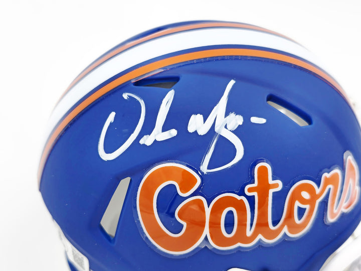 Urban Meyer Autographed Signed Florida Gators Blue Speed Mini Helmet Beckett Wit