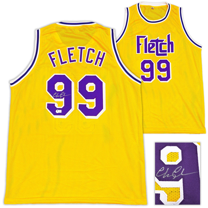 Fletch Chevy Chase Signed Yellow Jersey Beckett BAS Witness