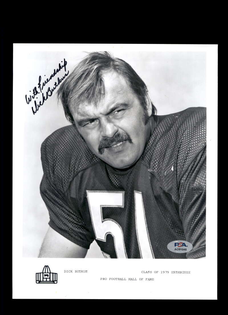 Dick Butkus PSA DNA Signed 8x10 Photo Bears Autographed