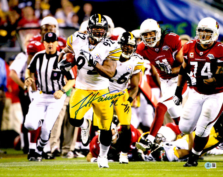 James Harrison Signed 16x20 Photo Pittsburgh Steelers SB XLIII Interception